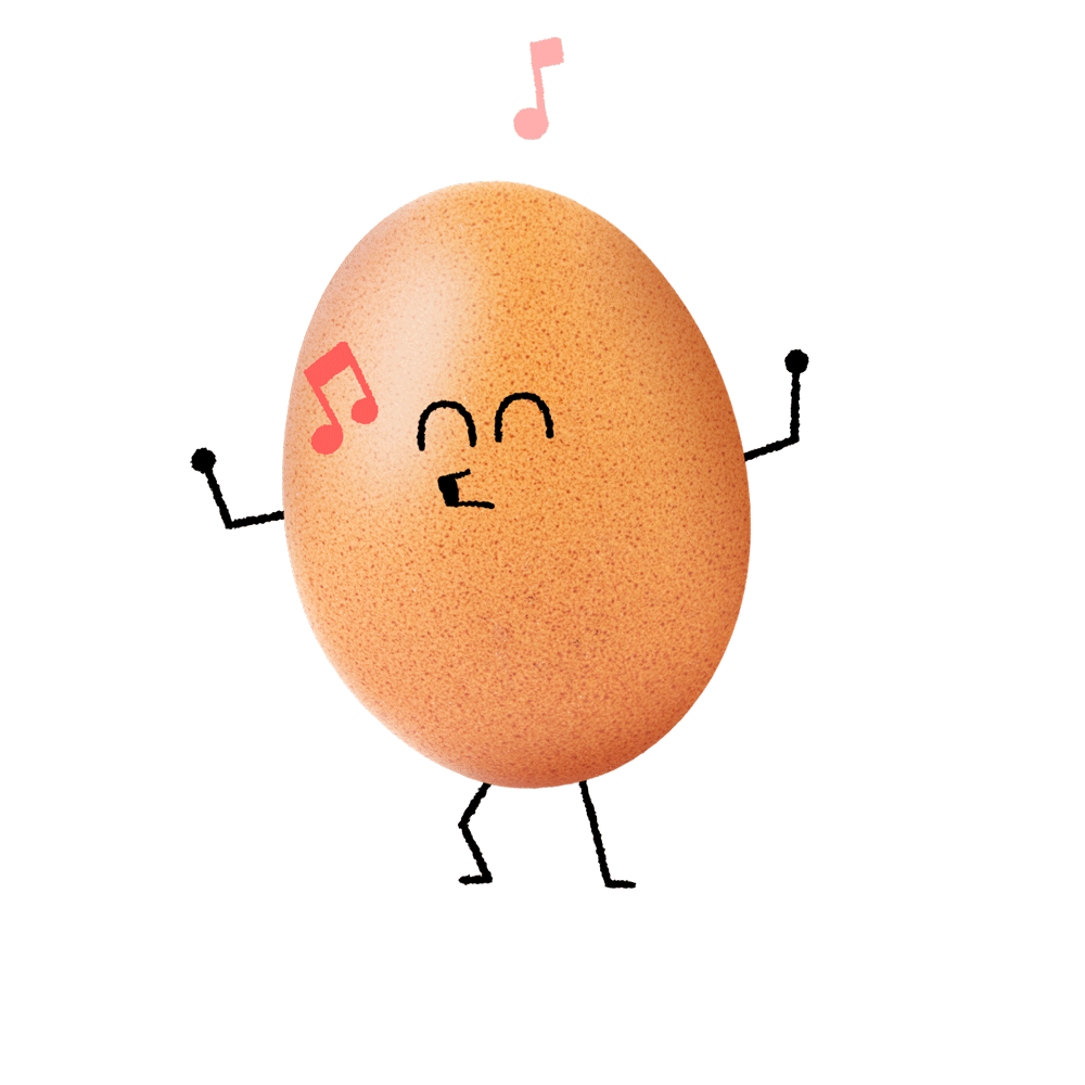 Cartoon egg cracking with a smiling yolk